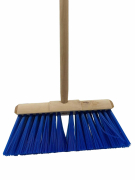 Hillbrush 13" Stiff Blue Polypropylene Yard Broom Complete
